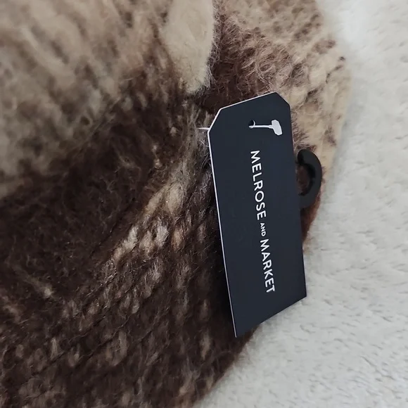 New Melrose & Market Plaid Eyelash Bucket Hat Rust Combo One Size - Picture 4 of 13